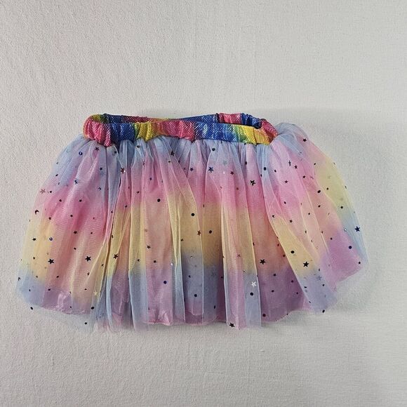 Rainbow Tulle Tutu Skirt Girl's Small Elastic Waist 9.5" All Dressed Up Costume - Picture 2 of 9